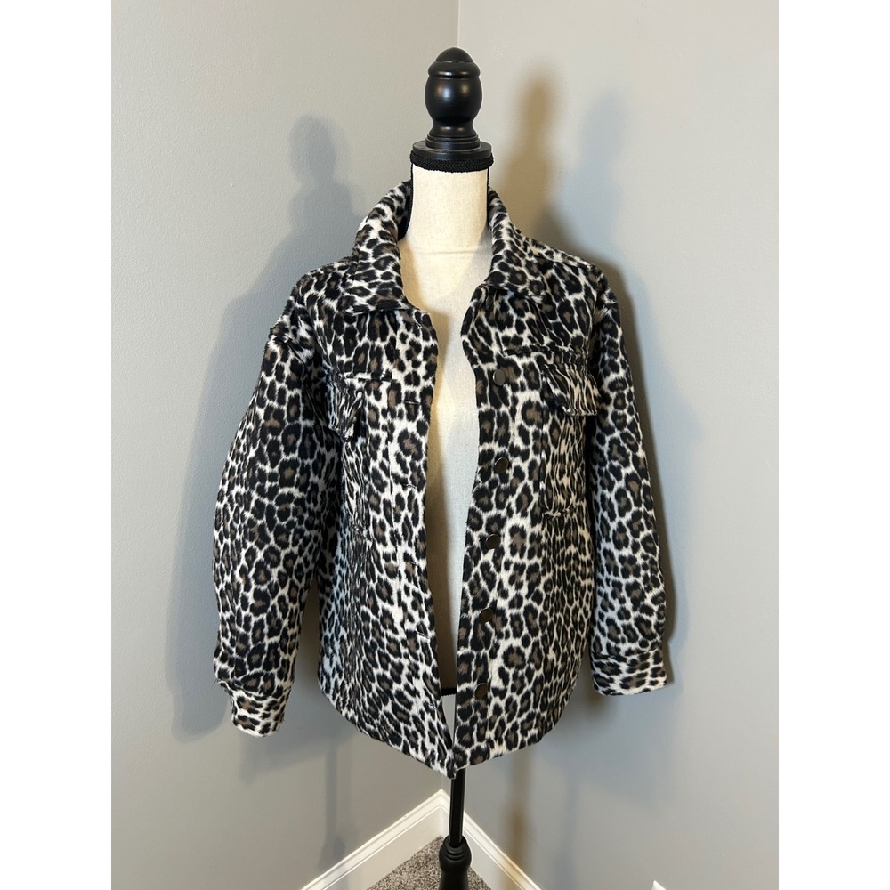 FOREVER‎ 21 Leopard Print Faux Fur Shacket Jacket Women's Size Small